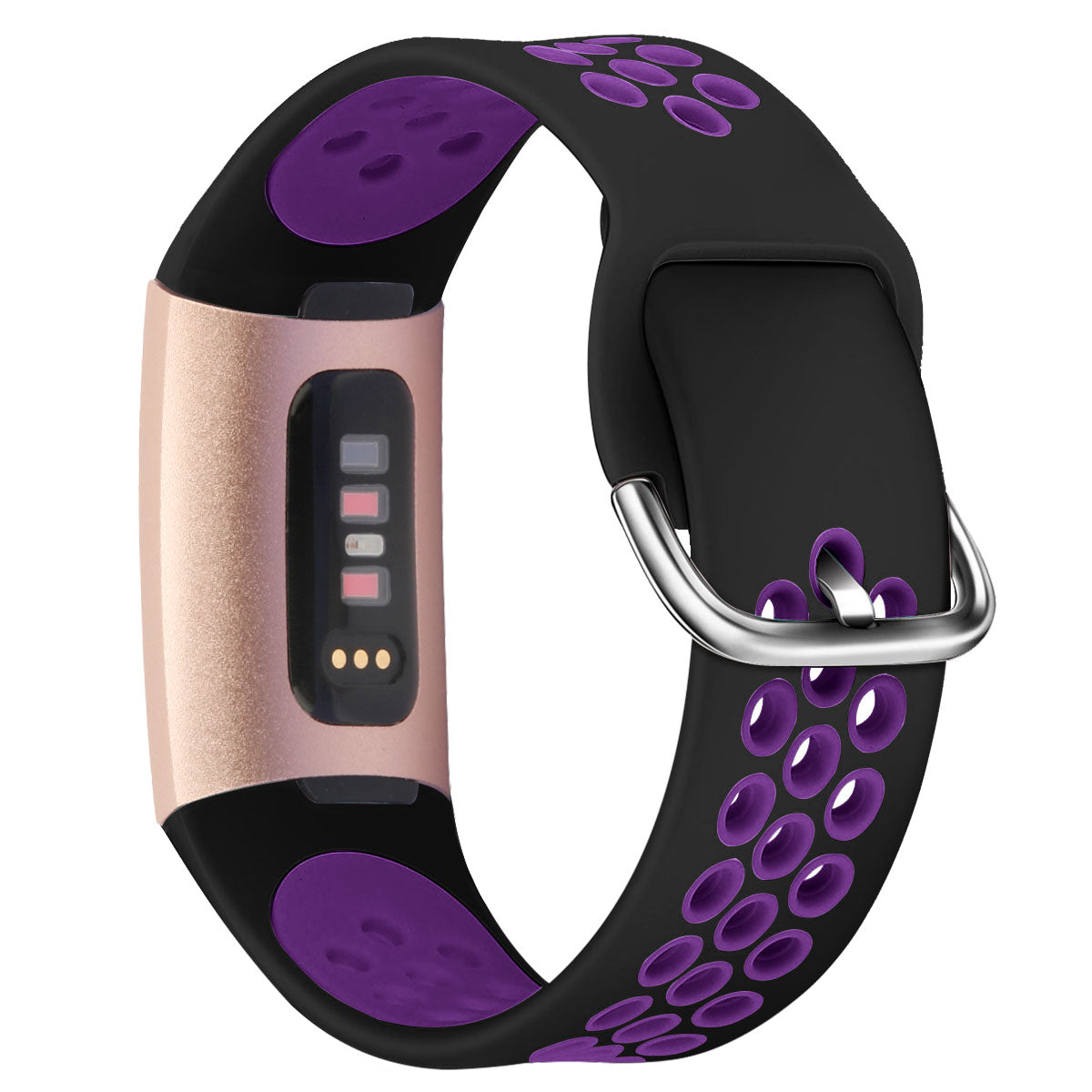 For Fitbit Charge 3 / 4 Watch Band Breathable Silicone Dual Color Wrist Strap Replacement - L / White+Black For Fitbit Charge 3 / 4 Watch Band Breathable Silicone Dual Color Wrist Strap Replacement - L / White+Black
